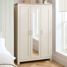 Birlea Highgate 3 Door Cream and Oak Mirrored Wardrobe