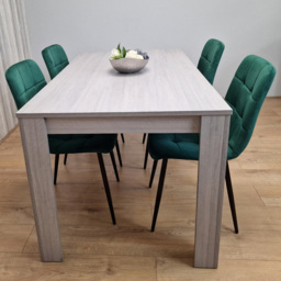 Portland 4 Seater Velvet Dining Set Grey and Green