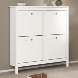 Florence Madrid 4 Flip Down Doors White Shoe Cabinet