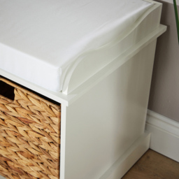 Home Source Lapworth 2 Seater Padded Bench with Wicker Storage Baskets - thumbnail 3