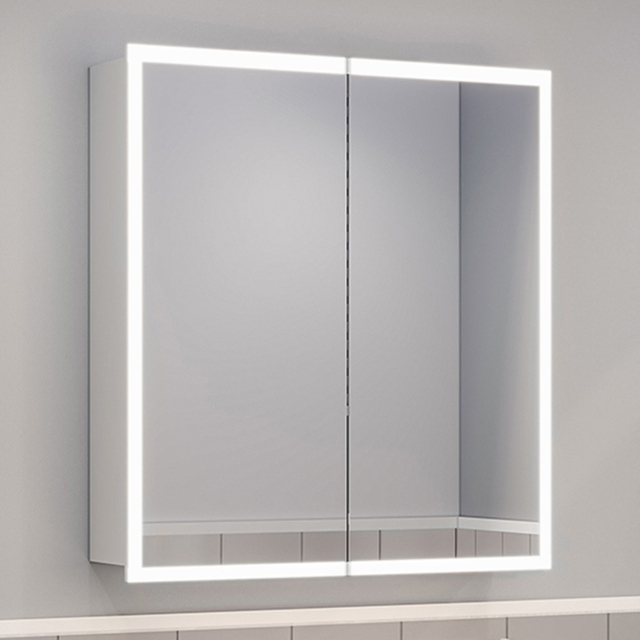Living and Home 2 Door White Wall-Mounted LED Mirror Bathroom Cabinet - image 1