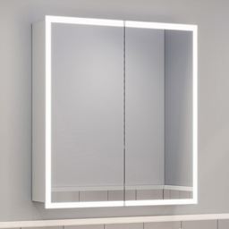 Living and Home 2 Door White Wall-Mounted LED Mirror Bathroom Cabinet