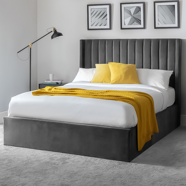Julian Bowen Langham Double Grey Headboard Storage Bed - image 1