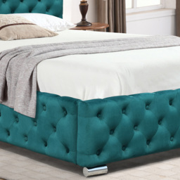 Comfy Living King Size Green Tufted Fabric Bed Frame - thumbnail 3