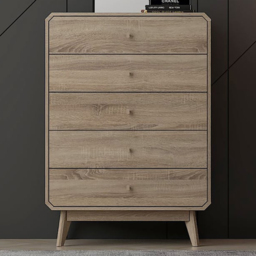 Kudl BR15 5 Drawer Light Oak Chest of Drawers - thumbnail 1
