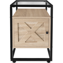 tectake Kidderminster Single Door Light Wood Oak Sonoma Bedside Table - thumbnail 3