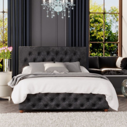 Laurence Llewelyn-Bowen Luna Super King Black Mirazzi Velvet Ottoman Bed