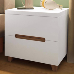FWStyle Veloce White Gloss 2 Drawer Bedside Table