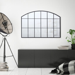 Black Beaumont Arch Window Mirror 80 x 12cm - thumbnail 2