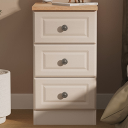 Crowndale Norfolk Kashmir Ash and Bardolino Oak 3 Drawer Bedside Cabinet Ready Assembled - thumbnail 1