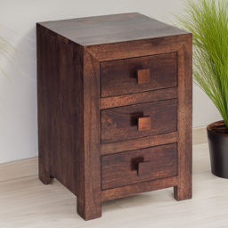 Brooklyn Nihash Toko 3 Drawer Dark Mango Bedside - thumbnail 1
