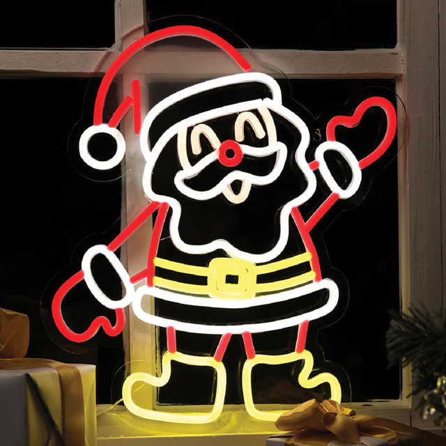 Xmas Haus Multicolour Neon LED Santa Christmas Ornament 36 x 40cm - image 1