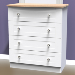 Crowndale Sussex 4 Drawer White Ash and Bardolino Oak Chest of Drawers Ready Assembled