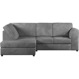Luxor 4 Seater Grey Jumbo Cord Left Hand L Shaped Corner Sofa with Full Back - thumbnail 2