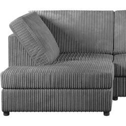 Luxor 4 Seater Grey Jumbo Cord Left Hand L Shaped Corner Sofa with Full Back - thumbnail 3