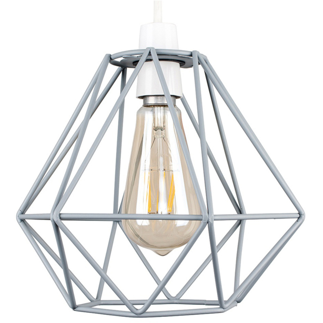 ValueLights Diablo Industrial Wire Frame Grey Pendant Shade - image 1