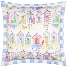Furn Beach Huts Multicolour Square Reversible Cushion 45 x 45cm