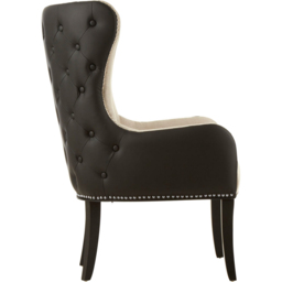 Premier Housewares Doucet Natural Fabric and Black Leather Effect Back Armchair - thumbnail 4