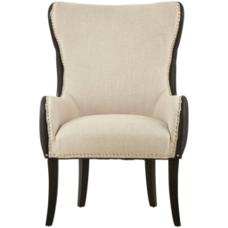 Premier Housewares Doucet Natural Fabric and Black Leather Effect Back Armchair - thumbnail 3
