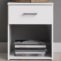 Florence Space Single Drawer White Bedside Table - thumbnail 1