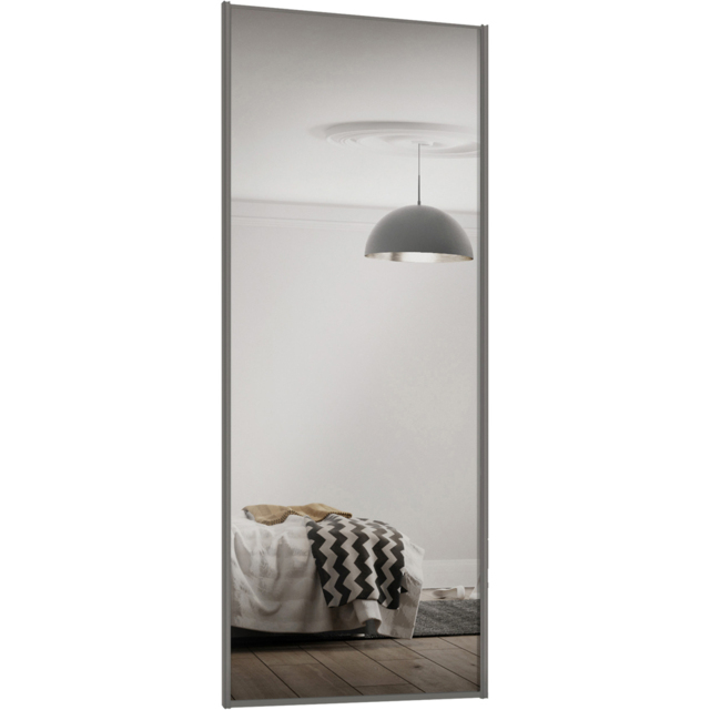 Spacepro Classic Single Panel Graphite Frame Mirror Sliding Door 2220 x 610mm - image 1