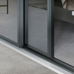Spacepro Classic Single Panel Graphite Frame Mirror Sliding Door 2220 x 610mm - thumbnail 4