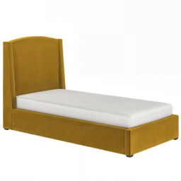 SOLACE+CO Blaine Gold Single Velvet Ottoman Bed with Winged Headboard - thumbnail 2