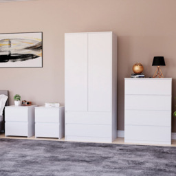 Vida Designs Denver 4 Piece White Bedroom Furniture Set - thumbnail 1