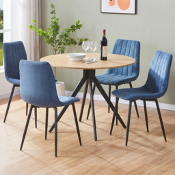 Core Products Aspen 4 Seater Round Dining Set Blue and Oak