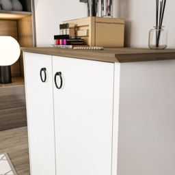 Decorotika Nuans White and Walnut 2 Door Multipurpose Cabinet - thumbnail 4