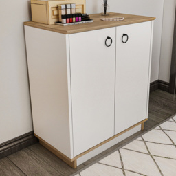 Decorotika Nuans White and Walnut 2 Door Multipurpose Cabinet - thumbnail 1