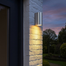 Lighting Collection IP44 Strand Silver Outdoor Wall Light - thumbnail 2