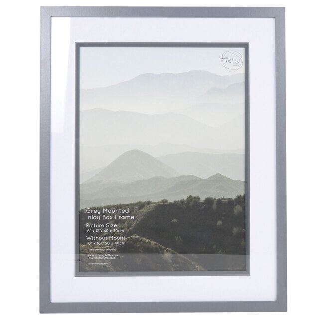 The Port. Co Grey Inlay Box Photo Frame Mounted 16 x 12 inch
