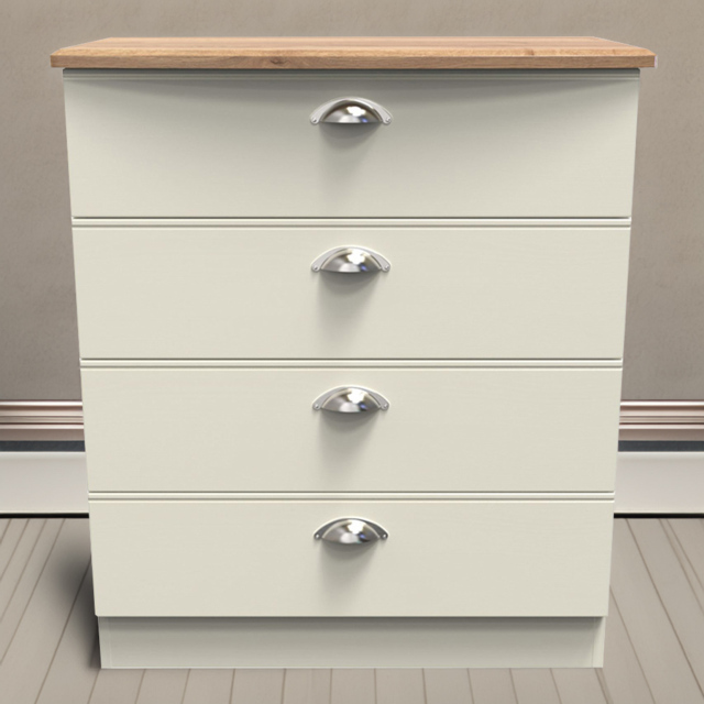 Victoria 4 Drawer Cream Ash and Oak Chest of Drawers - image 1