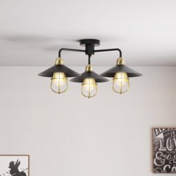 Dylan Black and Gold 3 Arm Ceiling Fitting - thumbnail 2