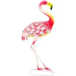 Outsunny Pink Metal Flamingo Garden Ornament with Stake