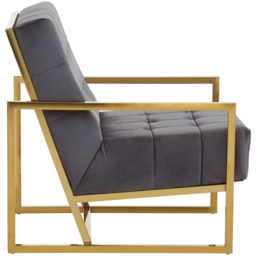 Premier Housewares Hana Grey Velvet Gold Frame Chair - thumbnail 3