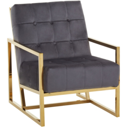 Premier Housewares Hana Grey Velvet Gold Frame Chair - thumbnail 2