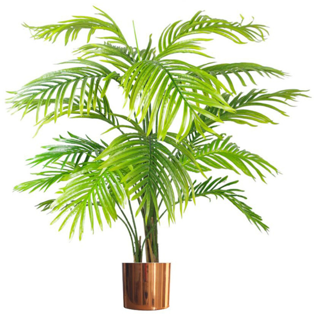 Leaf Realistic Artificial Areca Palm Tree in Copper Metal Planter 4.2ft - image 1