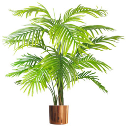 Leaf Realistic Artificial Areca Palm Tree in Copper Metal Planter 4.2ft - thumbnail 1