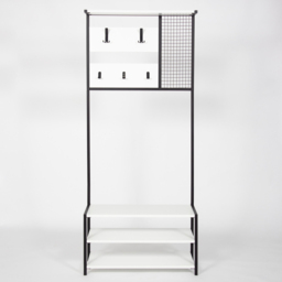 GFW Shifnal 2 Shelf White Hallway Storage Unit with Hooks - thumbnail 3