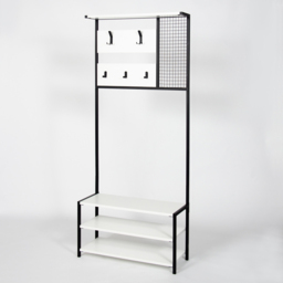 GFW Shifnal 2 Shelf White Hallway Storage Unit with Hooks - thumbnail 2