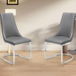 Julian Bowen Como Grey and Chrome Dining Chairs Set of 2