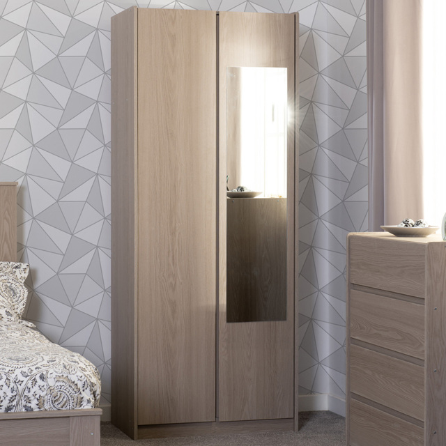 Seconique Paris 2 Door Smoked Ash Effect Mirror Wardrobe - image 1