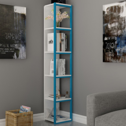 Decorotika Texas White and Blue 5-Tier Metal Bookshelf