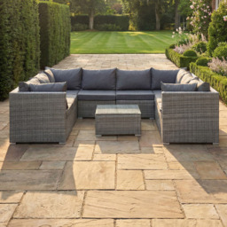 Artemis Home Oliena 6 Seater Grey Rattan U-Shaped Modular Garden Furniture Set - thumbnail 1