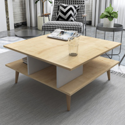 Decorotika Akya Oak and White Wide Coffee Table