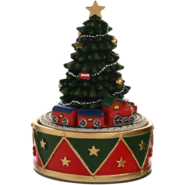 The Seasonal Gift Co Regal Tidings Christmas Tree and Train Music Box Decoration 14cm - image 1