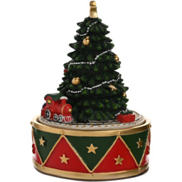 The Seasonal Gift Co Regal Tidings Christmas Tree and Train Music Box Decoration 14cm - thumbnail 2