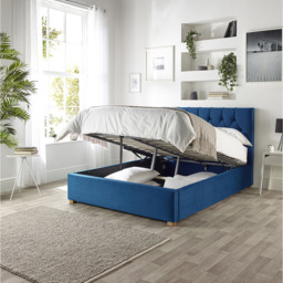 Catherine Lansfield Boutique Super King Size Navy Velvet Ottoman Bed - thumbnail 4
